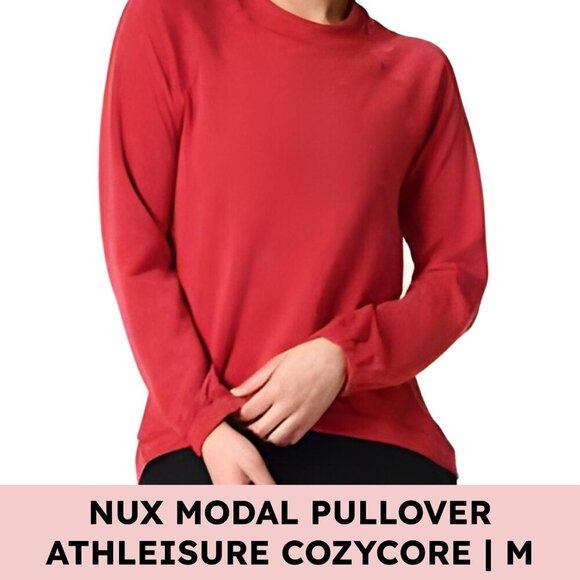 NUX Tops - NUX Sleek Sweat Modal-Blend Crewneck Sweatshirt Athleisure Red M Travel Cozycore